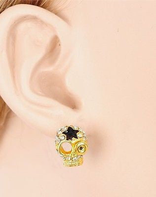 Fashion Skull Earrings Star Rhinestone Gold Silver Stud