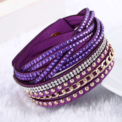 Purple Vintage Multilayer Leather Bracelet