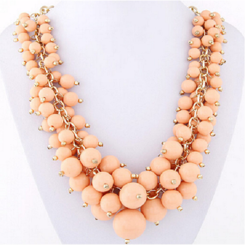 Pink Colour Candy Grape Stone Beard Necklace For Women